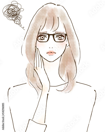 Obraz na płótnie 困った顔の女性のイラスト w salonie