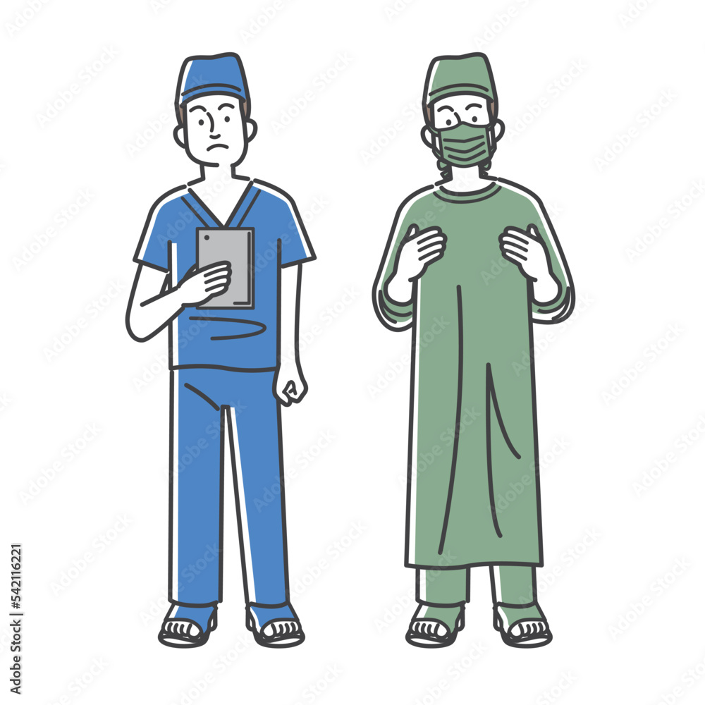 手術着を着た外科医のイラスト素材 手術着を着た外科医のイラスト素材