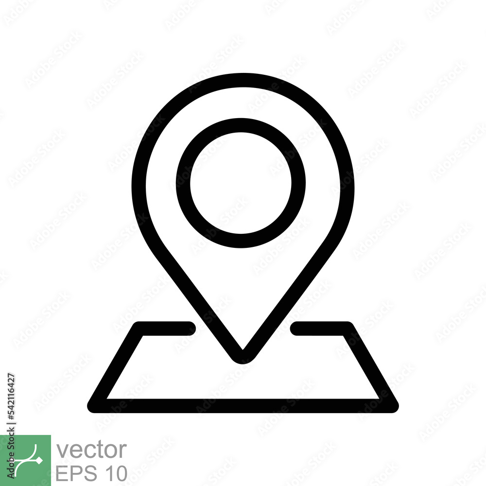 Pin location icon. Simple outline style. Map marker, place position, globe label, gps technology concept. Thin line vector illustration isolated on white background. EPS 10. Pin location icon. Simple outline style. Map marker, place position, globe label, gps technology concept. Thin line vector illustration isolated on white background. EPS 10.