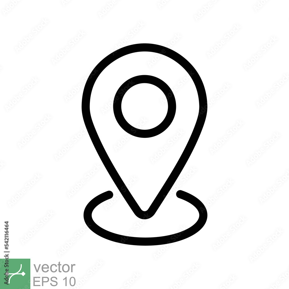 Pin location icon. Simple outline style. Map marker, place position, globe label, gps technology concept. Thin line vector illustration isolated on white background. EPS 10. Pin location icon. Simple outline style. Map marker, place position, globe label, gps technology concept. Thin line vector illustration isolated on white background. EPS 10.