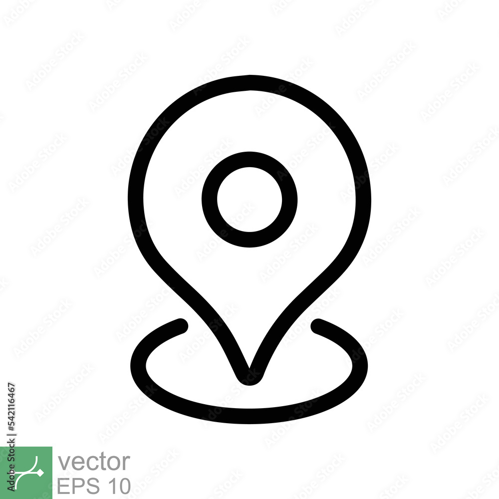 Pin location icon. Simple outline style. Map marker, place position, globe label, gps technology concept. Thin line vector illustration isolated on white background. EPS 10. Pin location icon. Simple outline style. Map marker, place position, globe label, gps technology concept. Thin line vector illustration isolated on white background. EPS 10.