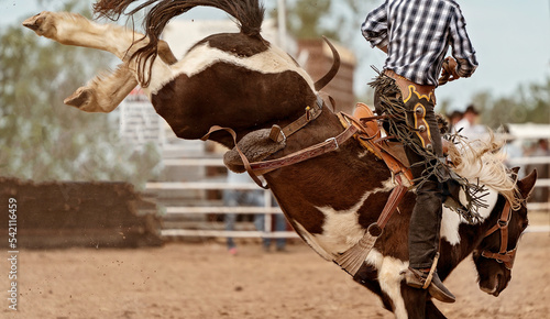 Bild auf Leinwand Saddle Bronc Riding At An australian Country Rodeo