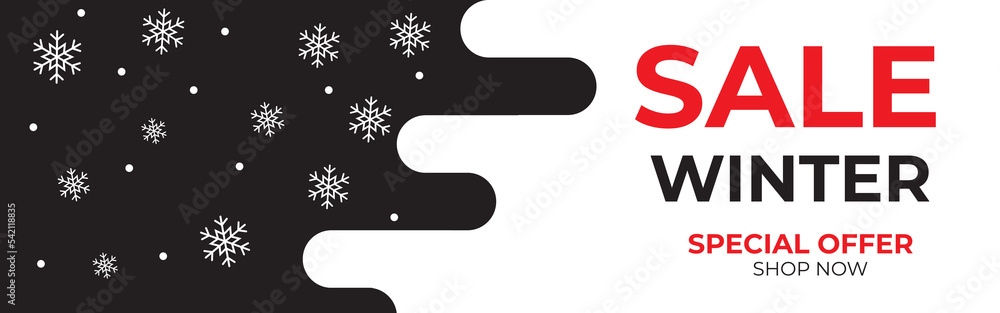 Fototapeta premium Winter sale banner. Paper cut vector. Vector Illustration. 