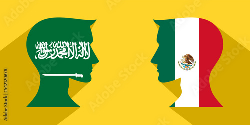 face to face concept. saudi arabia vs mexico. vector illustration
