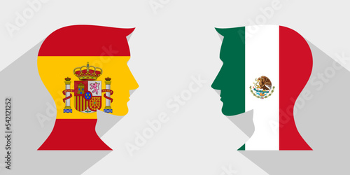 face to face concept. spain vs mexico. vector illustration