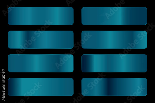 Collection of blue gradient backgrounds. Set of blue metallic textures. Vector illustration