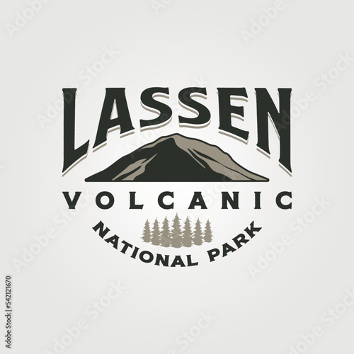 lassen volcanic logo design, mountain adventure travel vintage logo design photo