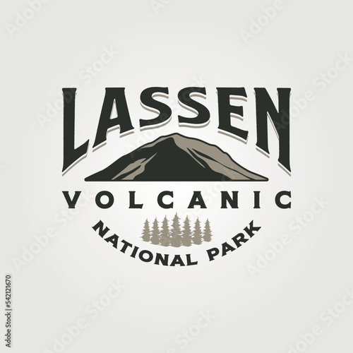 lassen volcanic logo design, mountain adventure travel vintage logo design