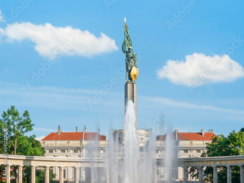 The Soviet War Memorial in Vienna (Denkmal zu Ehren der Soldaten der Sowjetarmee Hochstrahlbrunnen) constructed in 1945, commemorating Soviet soldiers killed during WWII photo