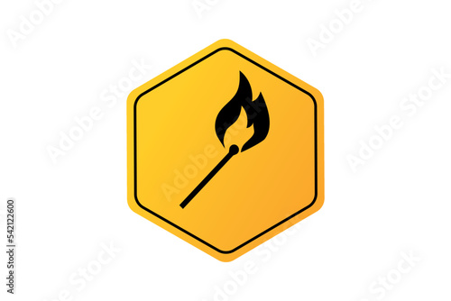 Fire flame match. Abstract flat icon on white background.