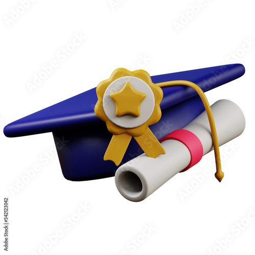 3d illustration of toga hat college education icon photo