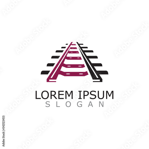 Train Track logo image railroad design template icon vector
