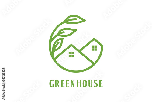 Simple Grow Leaf Plant Tree Forest House Cabin Chalet Inn or Real Estate Logo Design