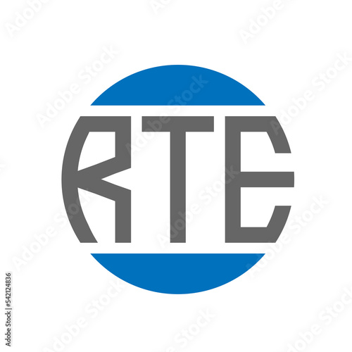 RTE letter logo design on white background. RTE creative initials circle logo concept. RTE letter design. photo