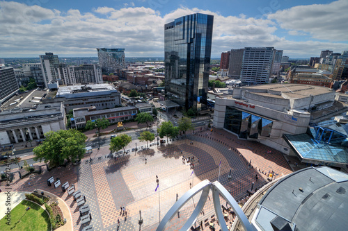 Elevated view of Centenary Square, Birmingham from the library, UK. photo