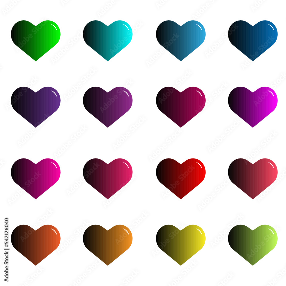 Rainbow heart icons, lgbt pride, vivid colored hearts, red orange yellow green blue and purple hearts, perfect for card making, internet design, scrapbook
