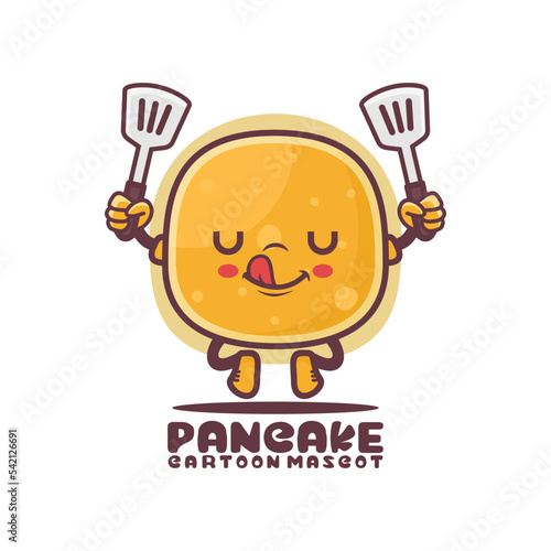 pancake cartoon mascot. food vector illustration