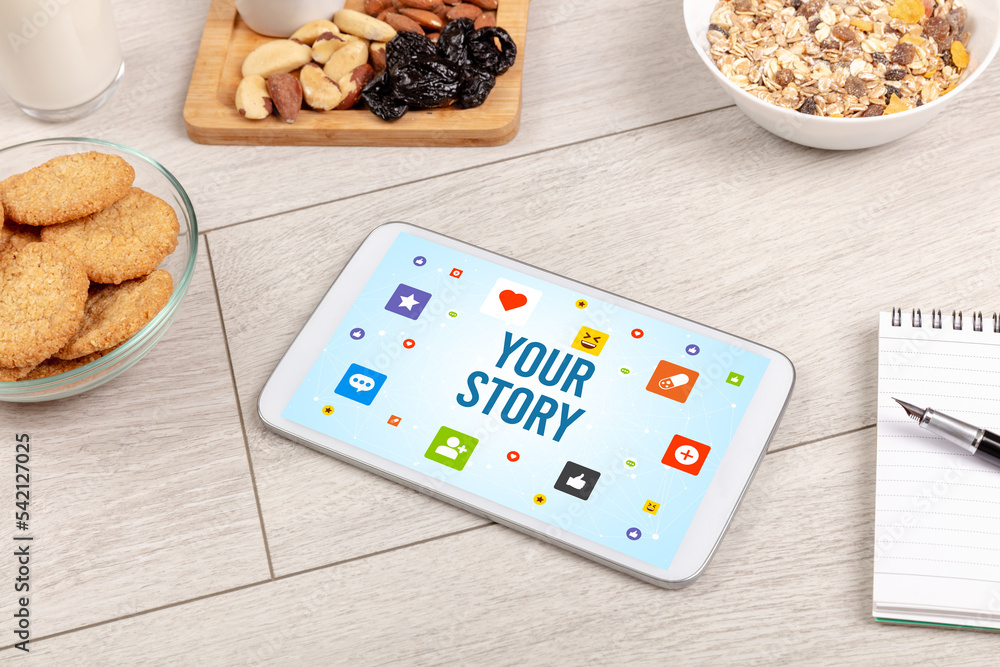 Healthy Tablet Pc compostion, social networking concept Healthy Tablet Pc compostion, social networking concept