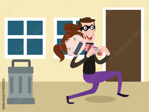 Man kidnaps little girl into his room while the girl crying and feeling afraid