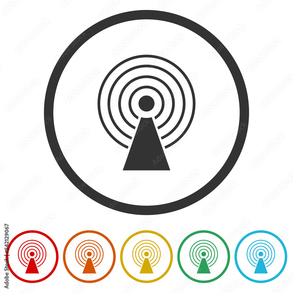 Tower telecommunication icon. Set icons in color circle buttons Tower telecommunication icon. Set icons in color circle buttons