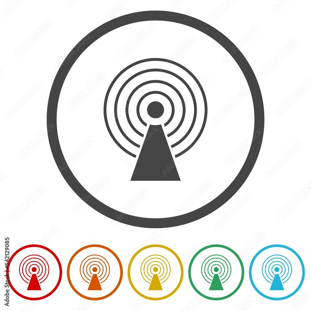 Tower telecommunication icon. Set icons in color circle buttons Tower telecommunication icon. Set icons in color circle buttons