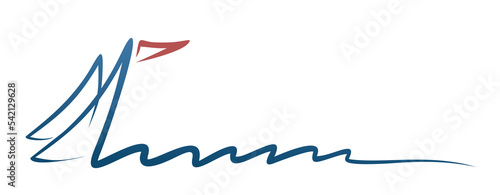 The one line blue sailboat symbol.