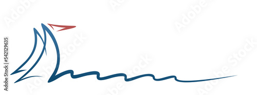 The one line blue sailboat symbol.