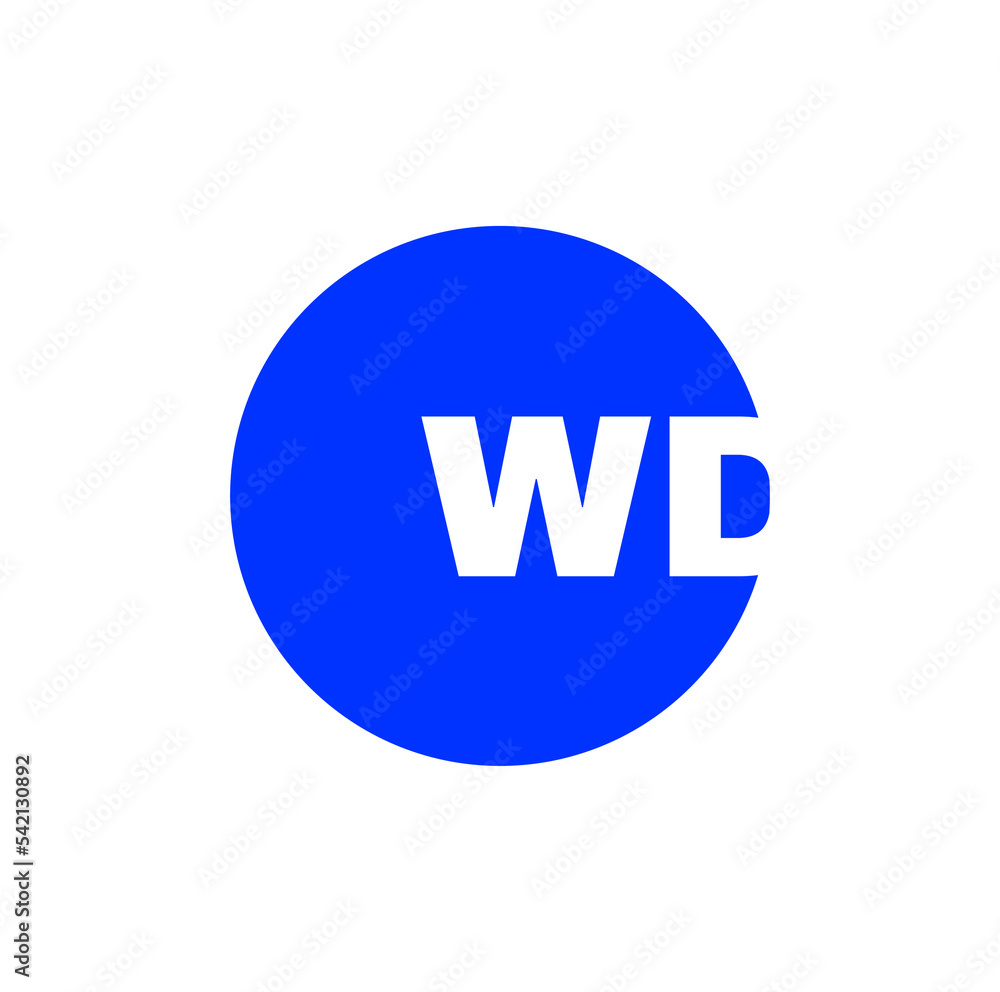 WD blue vector monogram. WD typography icon.