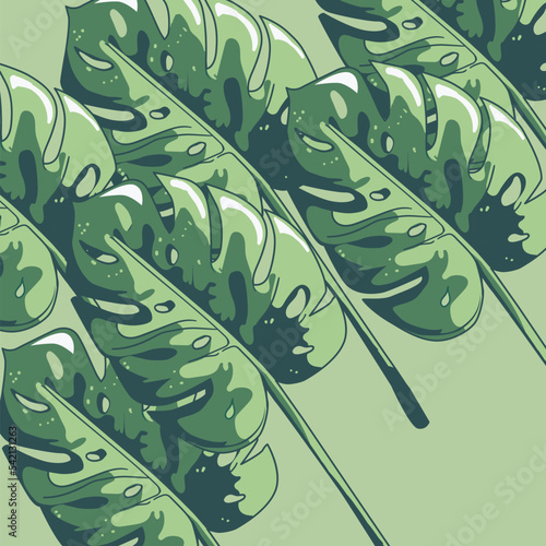 Nature Leaves isolated. color tropical leaves background. Hand drawn vector illustration.