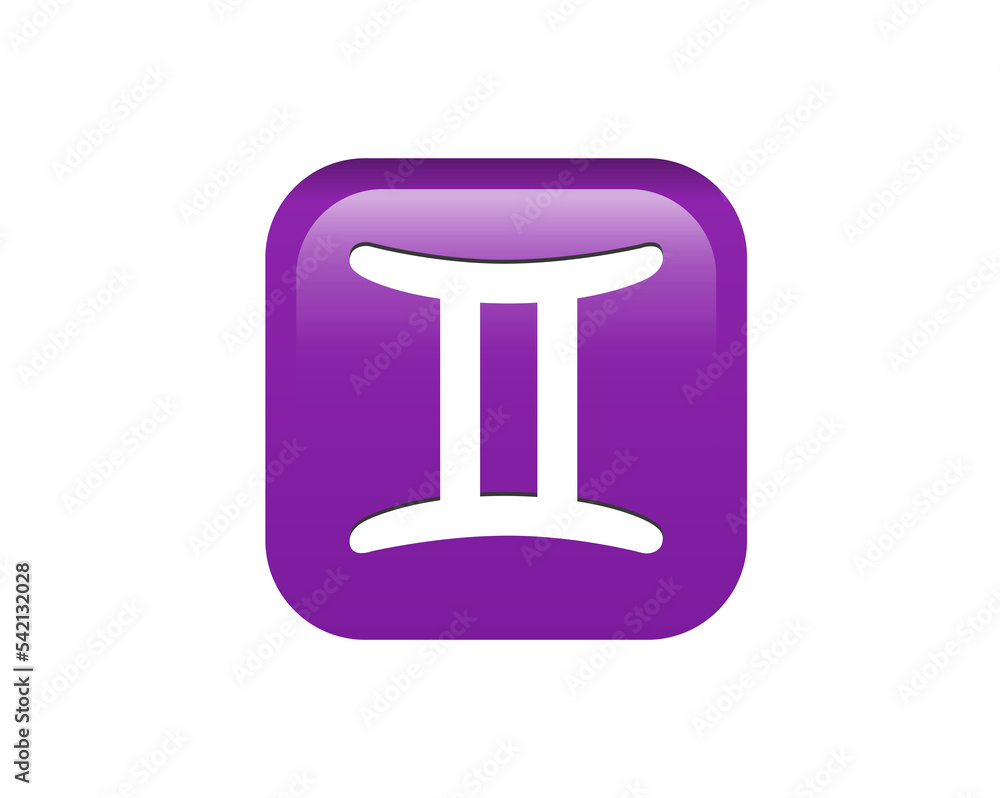 Purple Gemini astrological sign icon in the Zodiac on transparent background, represents Twins Purple Gemini astrological sign icon in the Zodiac on transparent background, represents Twins