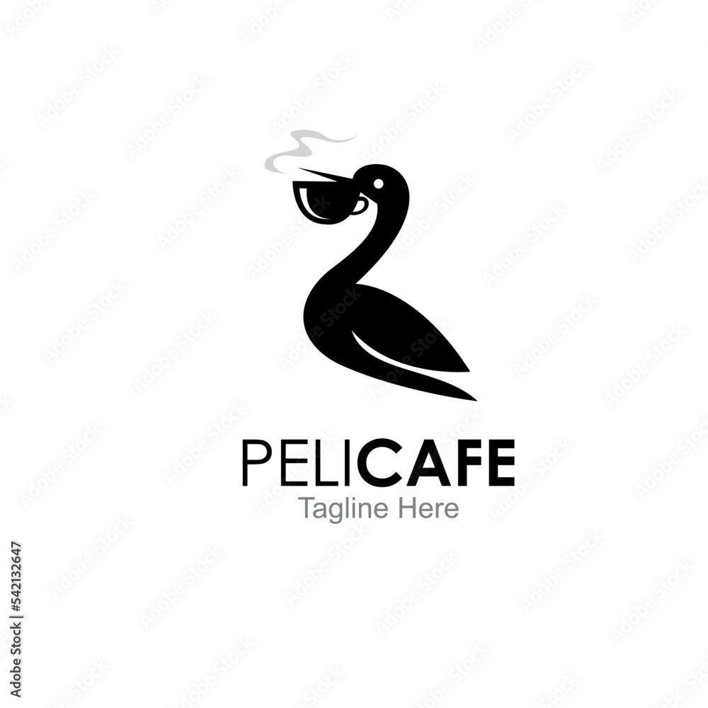 pelican cafe logo design concept isolated on white background pelican cafe logo design concept isolated on white background