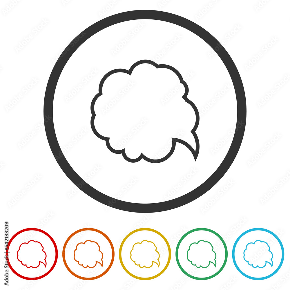 Speech And Thought Bubble icon. Set icons in color circle buttons Speech And Thought Bubble icon. Set icons in color circle buttons