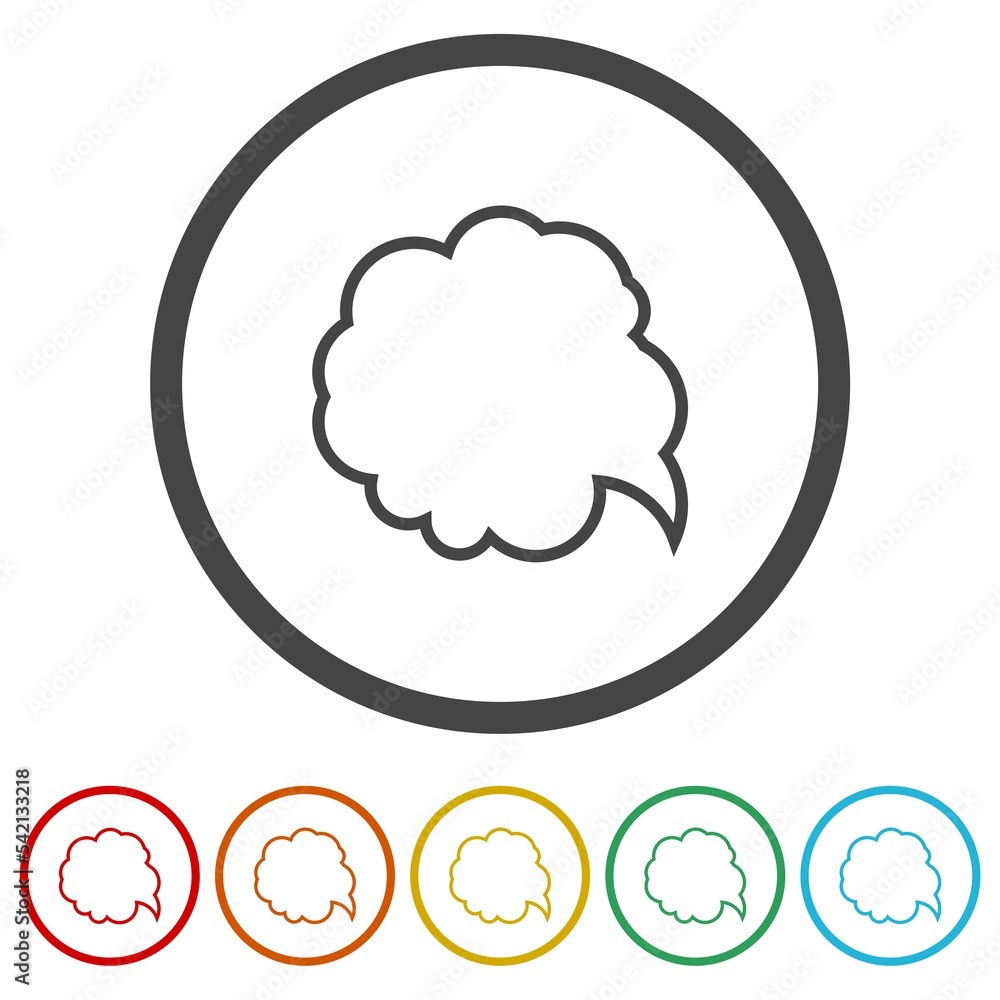 Speech And Thought Bubble icon. Set icons in color circle buttons Speech And Thought Bubble icon. Set icons in color circle buttons