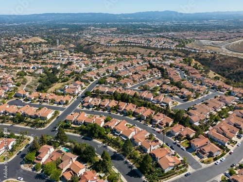 Bird's eye view of Porter Ranch community in Los Angeles, California photo