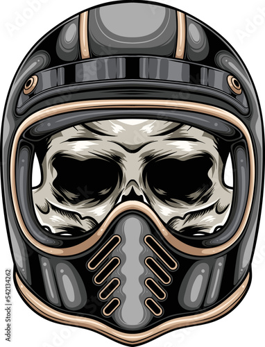 Vector illustration of skull wearing helmet
