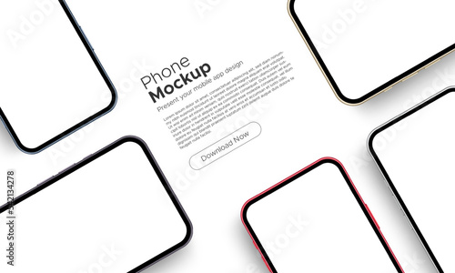 Modern Smartphones With Blank Screens. Mockup for Showing Mobile Apps Screenshots, Isolated on White Background. Vector Illustration