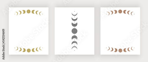 Boho wall art prints with glitter moon phases
