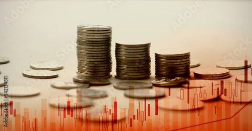 Save money investment and business finance , Money coin stack growing graph concept. Balance savings and investment for the future.