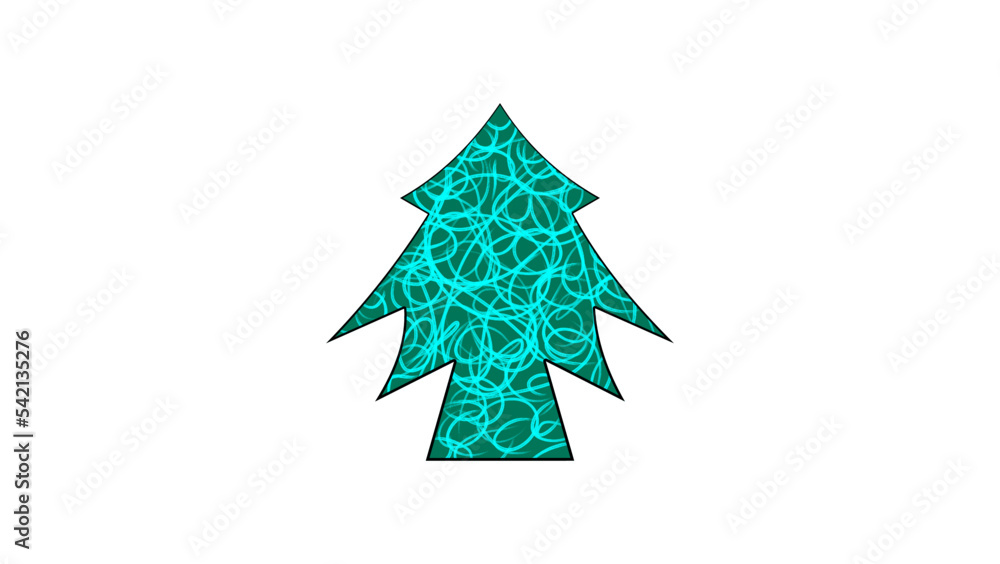 Obraz premium Christmas tree with water pattern, color isolated vector silhouette