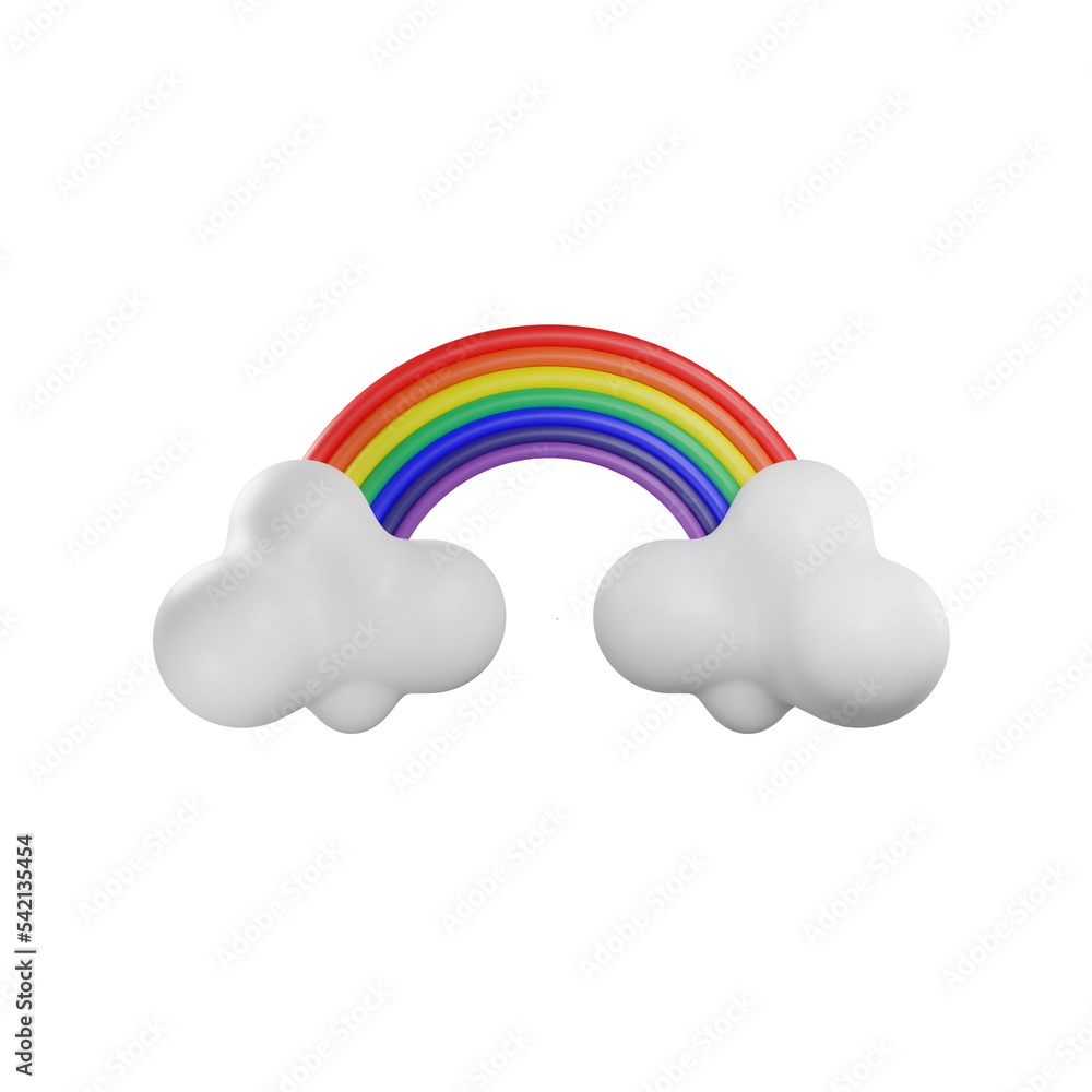 Colorful rainbow with clouds 3d illustration Colorful rainbow with clouds 3d illustration