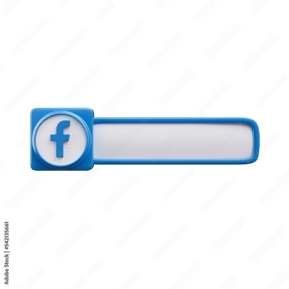 Facebook search bar icon 3d render cutout Facebook search bar icon 3d render cutout