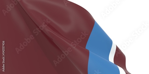 Waved flag textured by Colorado Avalanche ice hockey team uniform colors. 3D render