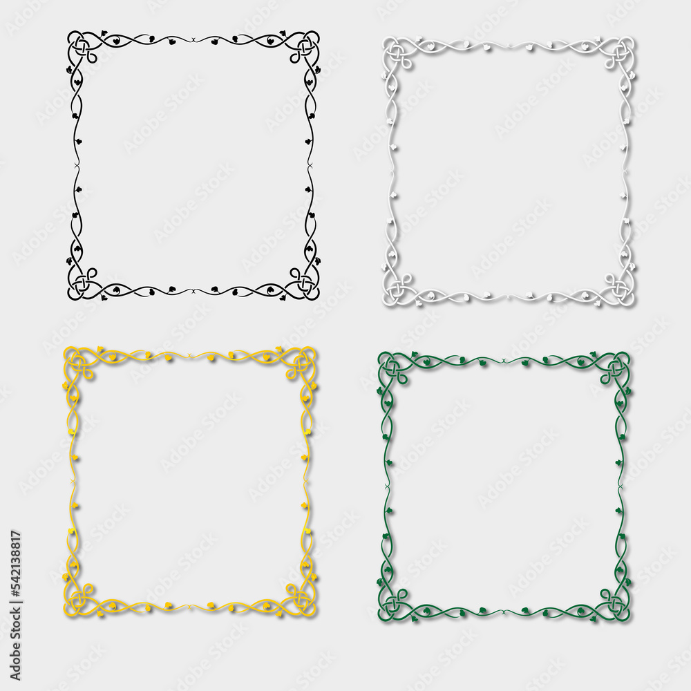 set of multi-colored frames, in the style of an ornament set of multi-colored frames, in the style of an ornament