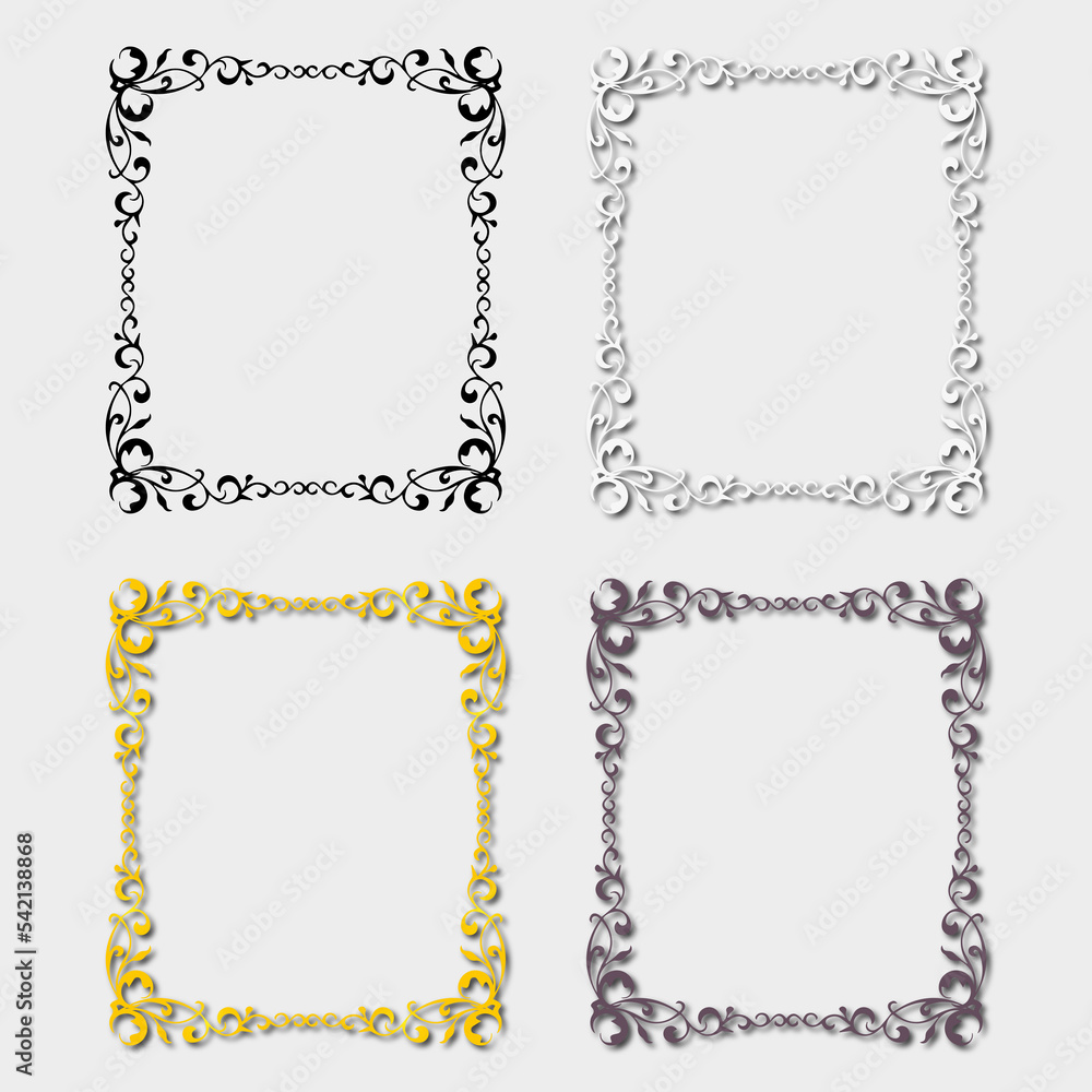 set of multi-colored frames, in the style of an ornament set of multi-colored frames, in the style of an ornament