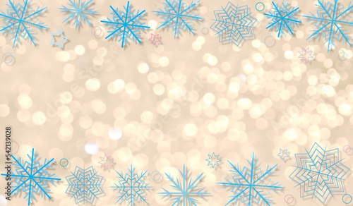  beautiful winter background with blue snowflakes on a shiny background