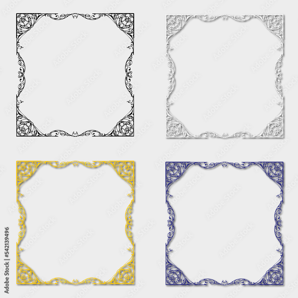 set of multi-colored frames, in the style of an ornament set of multi-colored frames, in the style of an ornament
