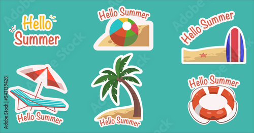 Hello summer icons set