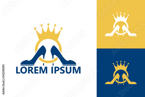 Queen woman shoes logo template design vector