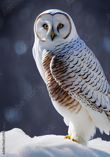 Obraz na plátne Close up snowy owl in the snow