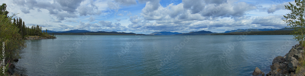 Panoramic view of Marsh Lake in Yukon,Canada,North America
